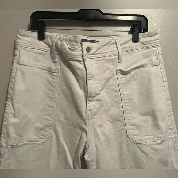 JUST USA Women’s 33 White Stretch Denim Straight Leg Ankle Cropped Jeans Raw Hem - Picture 2 of 13